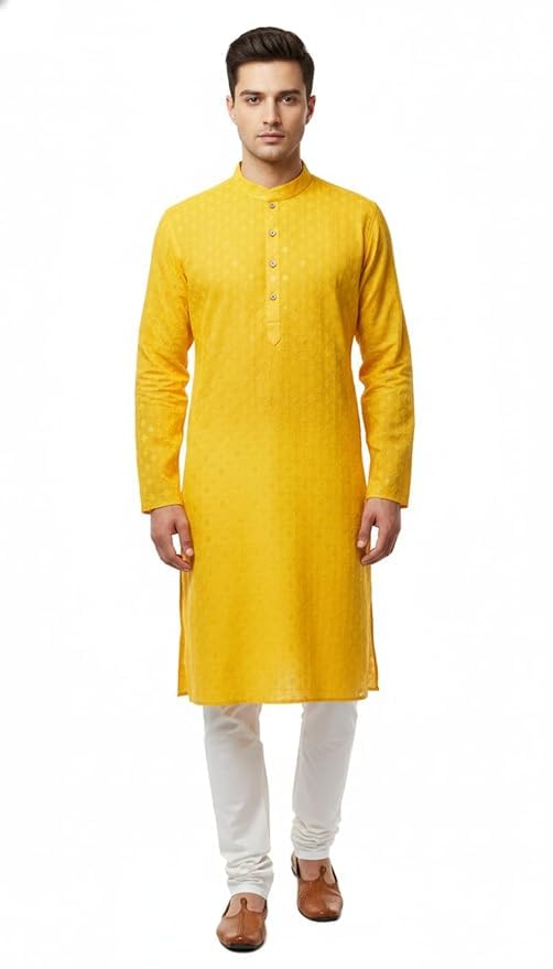 Men's Chikankari Embroidered Kurta Pyjama Set | Regular Fit Traditional Indian Ethnic Wear for Wedding, Eid, Festival, Party & Cultural Occasions | 2 Piece Set (Kurta + Pyjama)-picture-53