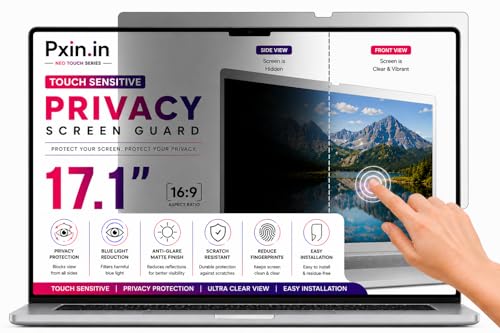 Image of Pxin Neo 17.1 Inch (16:9) | Touch Sensitive Privacy | Anti Blue | Anti Glare | UV (A /B /C) Block| OptiX & BLUVLIGHT Block Layer | Privacy Filter compatible with HP /Dell /Lenovo /Asus /Acer