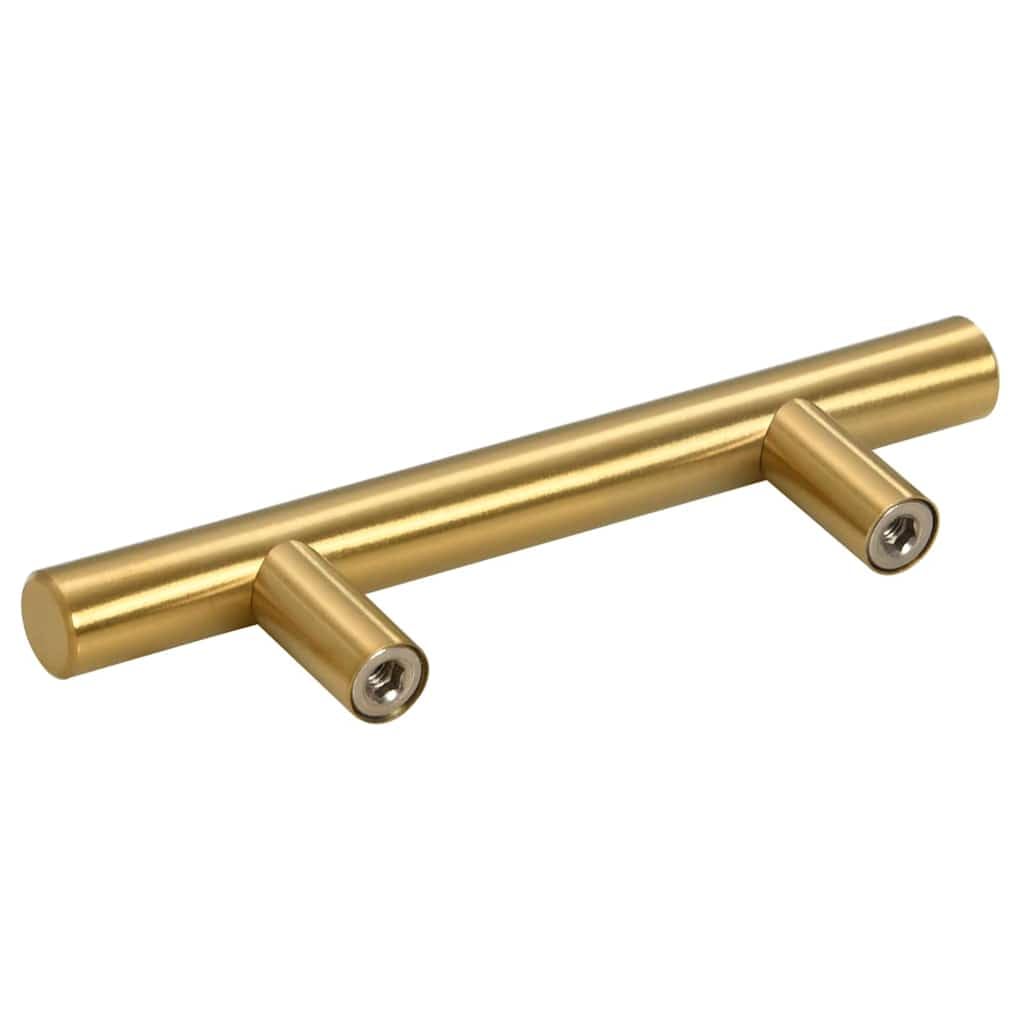 Tiradores para muebles en forma de T, de acero inoxidable, dorado, juego de 10 unidades, con distancia entre orificios de 64 mm, para armario, cajón, puerta, cómoda, longitud de tornillo de