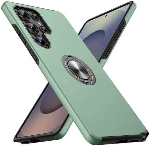 Doeshine für Samsung Galaxy S25 Ultra Hülle mit Ständer,Hellgrün | Militärschutz ,Kameraschutz ,Stoßfest,360° Magnetischer Drehbarer Ständer,TPU+PC