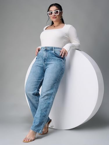 Image of Miss Chase A+ Women's Wide Leg High Rise Regular Length Stretchable Denim Jeans