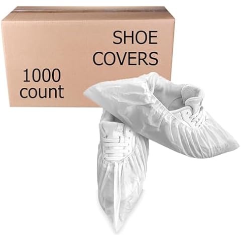 Greenour Shoe Covers Disposable 1000 PCS (500 Pairs) Waterproof and Durable for Indoors Plastic Boot Covers White Cover