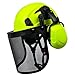 4-in-1 Industrial Chainsaw Helmet With Face Shield And Ear Muffs — Mesh & Clear Visors Included—Noise Suppression Ear Protectors Modifiable Splashplate For Forestry And Arborist Work