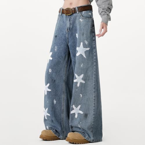 Tripleberly Baggy Jeans for Men Y2k Wide Leg Denim Pants Loose Fit Hip Hop Trousers Skater Carpenter Jeans Streetwear3