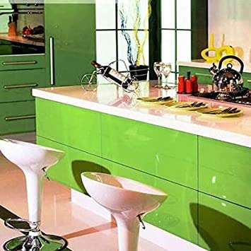 Image of Vinyl Contact Paper Decorative for Cabinets Countertops Kitchen Shelves Liner Self Adhesive Film Peel and Stick Waterproof Removable Wallpaper (Inches 24 x 300, Glossy Green)
