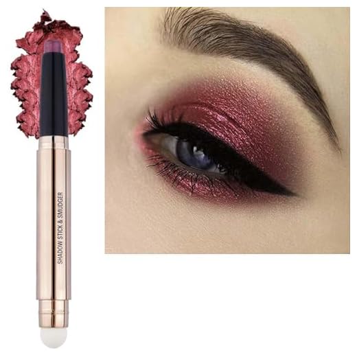 Metiplou Red Eyeshadow Stick 2 in 1 Eye Makeup Cream Smooth Shimmer Single Eyeshadow Pencil Hypoallergenic Waterproof Long Lasting Eye Shadow Highlighter Stick Multi-Dimensional Eyes Look