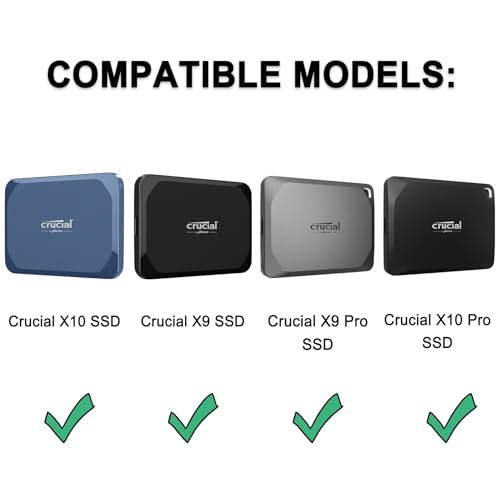 Lacdo Hard Drive Carrying Case for Crucial X9 Pro / Crucial X10 Pro Portable SSD USB-A Adapter 1TB 2TB 4TB USB 3.2 External Solid State Drive Shockproof Water Repellent Storage Travel Bag, Black+Gray