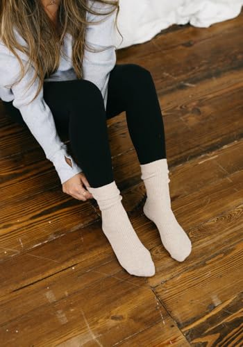 Image of MELUSA Wool Cashmere Socks for Women, Super Soft Warm Cozy Winter Gift Crew Socks