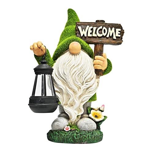 Gnome de jardin drôle avec lanterne solaire, l'idée cadeau parfaite pour extérieur