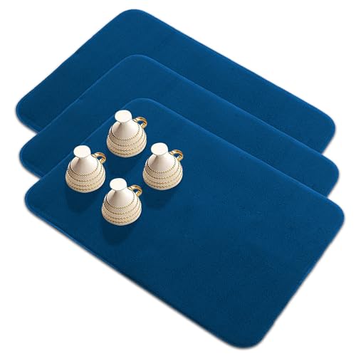 Image of Kuber Industries Dish Dry Mat | Microfiber Drying Mat | Kitchen Drying Mat | Reversible Mat | Kitchen Absorbent Mat | Dish Dry Mat for Kitchen | 38x50 | Pack of 3 | Blue
