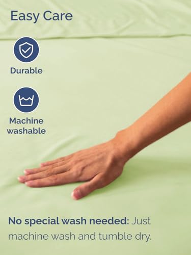 Image of Extra Deep Queen Fitted Sheet - Single Fitted Sheet Only - Light Sage Green | Easily Fits 18 inch to 24 inch Mattress, Soft, Wrinkle Free, Breathable & Comfy, Extra Deep Pockets Hotel Luxury Fitted Sheet