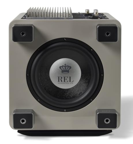 Image of REL T /9x 10-Inch Powered Subwoofer - Sealed Design with Class AB Amplifier, RCA Inputs, and Deep Bass for HiFi Stereo Systems, Home Theater, and Surround Sound - High Gloss Grey Finish