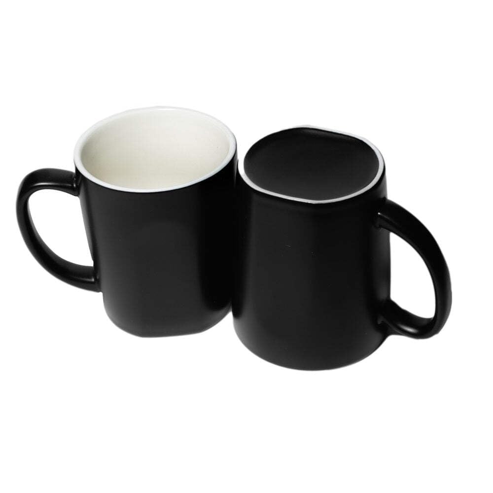 Homvare Taza de café de porcelana, taza de té, paquete de 4, 12 onzas, color negro