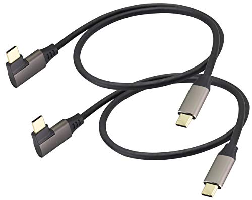 AAOTOKK 90 Degrés USB C vers USB C 3.1 Câble Angle Droit USB 3.1 Type C Mâle à Mâle D'extension Câble Charge Rapide Compatible pour Google Pixel 3XL,Samsung Galaxy...