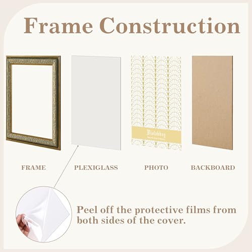 Image of VIOLABBEY 18x24 Poster Frame Green 2Pack, Vintage Photo Frames Ornate without Mat for Wall Hanging