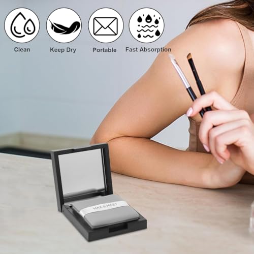 KEQAR 400Pcs Löschpapier Oil Control Paper + 1 Spiegel + 1 Puderquaste, Blotting Paper Gesicht Kontrolle Von Glanz und Sebum, Für Alle Hauttypen, Für Ein Mattes Finish