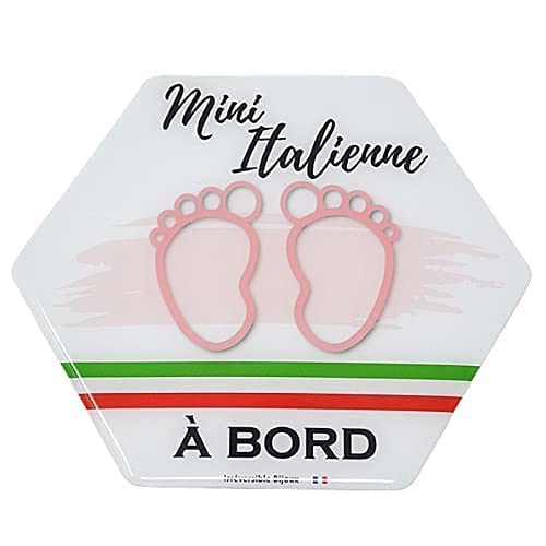 bébé à bord Made in France - autocollant/stickers/Adhésif pour voiture - imprimés bébé mini Italienne - Résine naturelle - garantie 10 ans - livraison 72H Cover