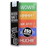 HEITERE HAFTNOTIZEN | 250 lustige Page Marker für Markierung RECHTS | Block mit witzigen Klebezetteln | Freche Sprüche für Büro, Schule, Uni | Kollegen, Schüler, Studenten | 5 x 50 Blatt | 6 x 2 cm