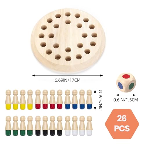 Image of Novo Baby Wooden Memory Chess for Kids 2-5 Years | Montessori Educational Board Game | Color Matching Stick Puzzle for Boys & Girls | Brain Training Age 3+