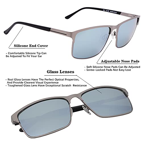 Sunglasses for Men,100% Glass Lens Men's Sunglasses Square Designer Trendy Rectangle Sun Glasses2