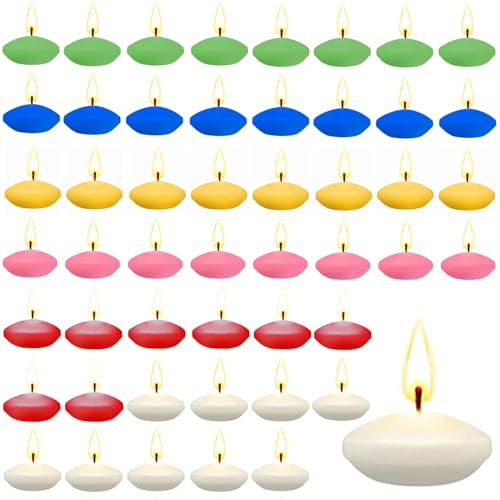 Velas Flotantes para Agua, 50 Piezas Velas Flotantes Inodoro, Velas Flotantes para Piscina Utilizado para Bodas, Piscinas, Spas, Bbañeras, Cenas del Día de San Valentín, Decoraciones Navideñas