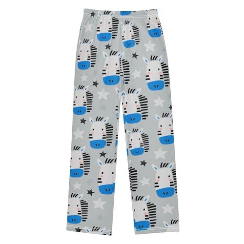 Zebra and Star Boys Long Pants Soft Trousers Elastic Waist Kids Lounge Bottoms with Pockets S-XL