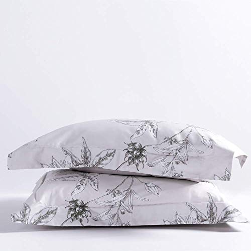 MILDLY Bedding Floral Duvet Cover Sets Twin Size, 100% Egyptian Cotton Duvet Cover with Zipper Closure and one Pillow sham, Botanical Floral Flowers Pattern Printed, Nax