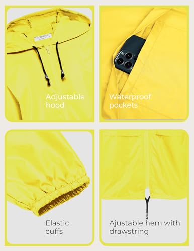 Image of COOFANDY Mens Packable Rain Jacket Lightweight Waterproof Raincoat with Hood Outdoor Rain Gear Travel Hiking Cycling