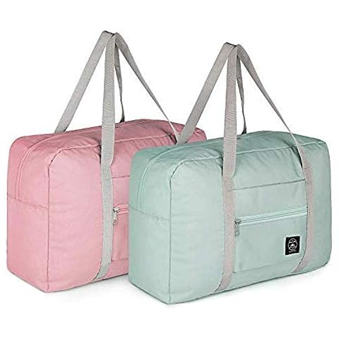 2 Pack Foldable Travel Duffel Bag for Airlines Carry on Bag Weekender Overnight Hospital Tote Bag Gym Bag with Toiletry Bag Overnight Bag,Women Cover
