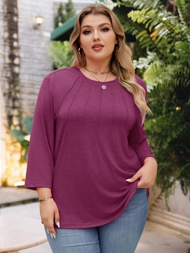Image of Chulianyouhuo Womens Plus Size Tops 3 /4 Sleeve Casual T Shirts