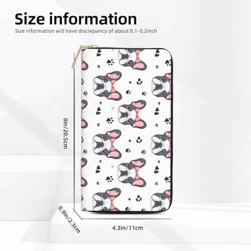 Cute Bow Pug Print Wallet Women, Leather Bifold Multi Card Wallet, Long Purse Women's Wallets2