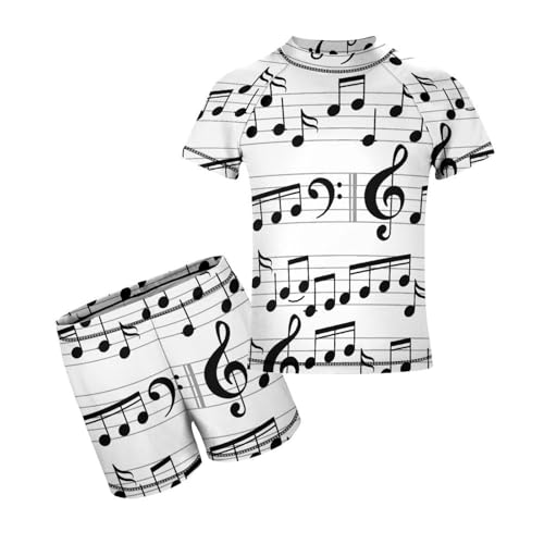 Music with Notes and ClefChildren's Swimsuits Boys Two Piece Suit8-10Y（130cm）