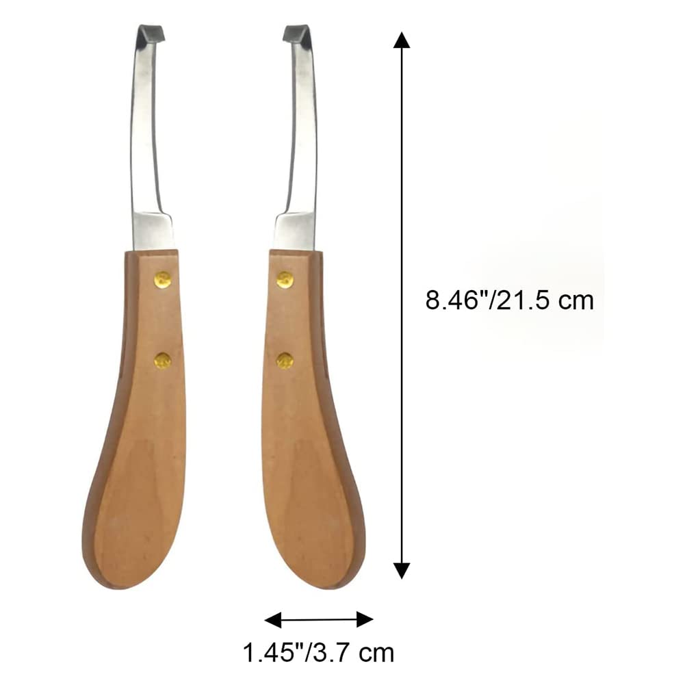 Hufmesser für Ziegen, Hufmesser-Set, Hufschneider-Crimp-Hufschmied-Werkzeug mit ergonomischem Holzgriff, gerade Klingenform aus Kohlenstoffstahl, Hufschneide-Werkzeug für den Einsatz bei Rindern und
