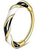 Melighting Aro de nariz colorido de 20 g, 8 mm, joyería de acero inoxidable 316L, bonito piercing de lóbulo de hélice, piercing para cartílago de hélice, color blanco y negro para mujer, uso diario