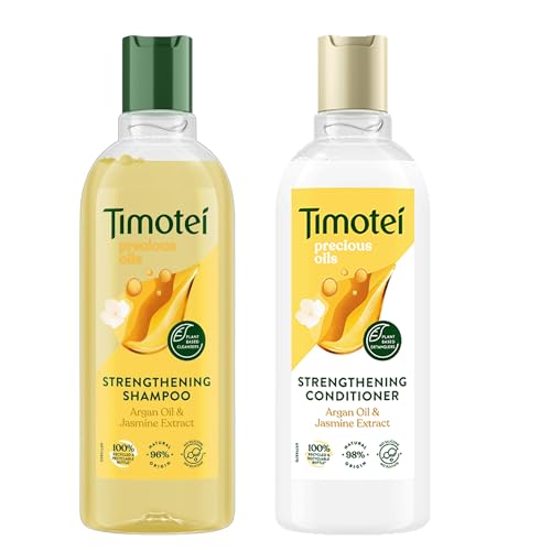 Timotei Precious Oils Strengthening Shampoo & Conditioner Set – Argan Oil & Jasmine Extract – Nourishing, Plant-Based, 100% Recycled Bottle – 2 x 300ml