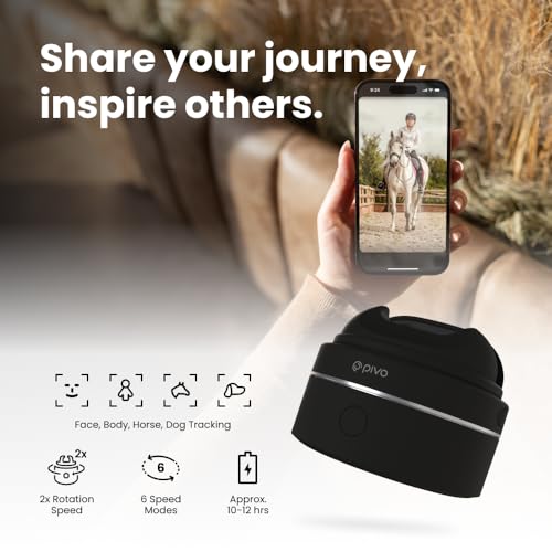 Pivo Equestrian Max AI-Powered 360° Rotation Horse, Face & Body Auto Tracking Smart Phone Holder for Equestrians and Athletes Compatible with Tablet & Smartphone with Remote Control