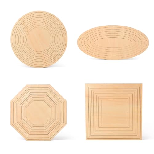 AEROVA 40PCS Pottery Slab Building Cutting Guides Precision Pottery Shaping Tools Pottery Molds Wooden Pottery Tools Includes Octagon Circle Oval and Square (38)