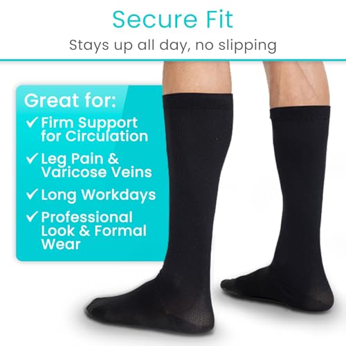 Image of Vive Compression Dress Socks for Men & Women Graduated Compression Knee High Stockings - For Swelling, Varicose Veins, Enhanced Circulation, Airplane Travel, Athletic, All-Day Wear