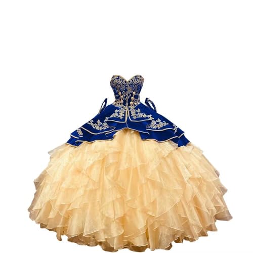 Velvet Gold Embroidered Organza Tiered Ball Gown Quinceanera Dresses with Detachable Sleeves Charro 2025