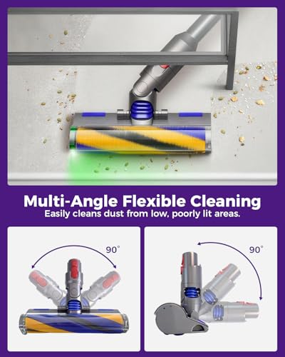 Image of V15 Optic Soft Cleaner Head for Dyson V7 V8 V10 V11 V15 Detect Vacuum Replacement Parts, Upgrade Fluffy Roller Head with LED Green Light, Hardwood Floor Attachment Brush Accessories for Dy-Son | Head | Head