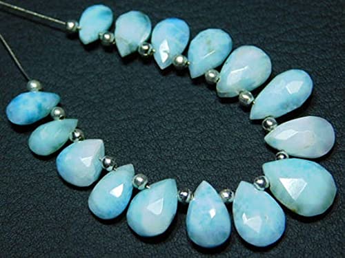 Larimar perles briolettes poires facettées pierres fines 7x5-11x7mm