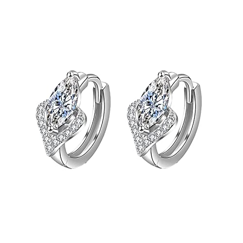 ���x���_�[�s�A�X �n�[�g�C�������O�N���b�vHuggieHoopsTeen Zircon For Women Girls Love Earrings (sliver, One Size)