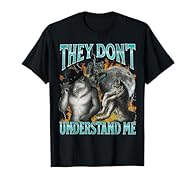 Funny Sarcastic Werewolf Meme Bootleg Vintage Graphic tee. For silly men and women that love mildly perturbing tasteful cringe humor. Funny werewolf wolf gift for friends that are werewolves at heart. Funny alpha wolf sigma meme for halloween and bir...