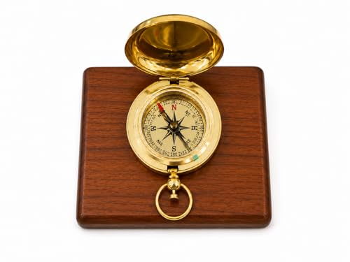 Brújula de Bolsillo de Latón - Epstein London - Brújula de Bolsillo con Caja de Madera Dura miniatura 1