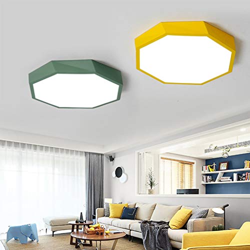 Plafonnier LED moderne et rond de 50cm vert pour un salon chaleureux