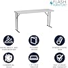 Flash Furniture Kathryn 5' Rectangular Plastic Folding Table, Long Plastic Foldable Table for Indoor/Outdoor Events, White