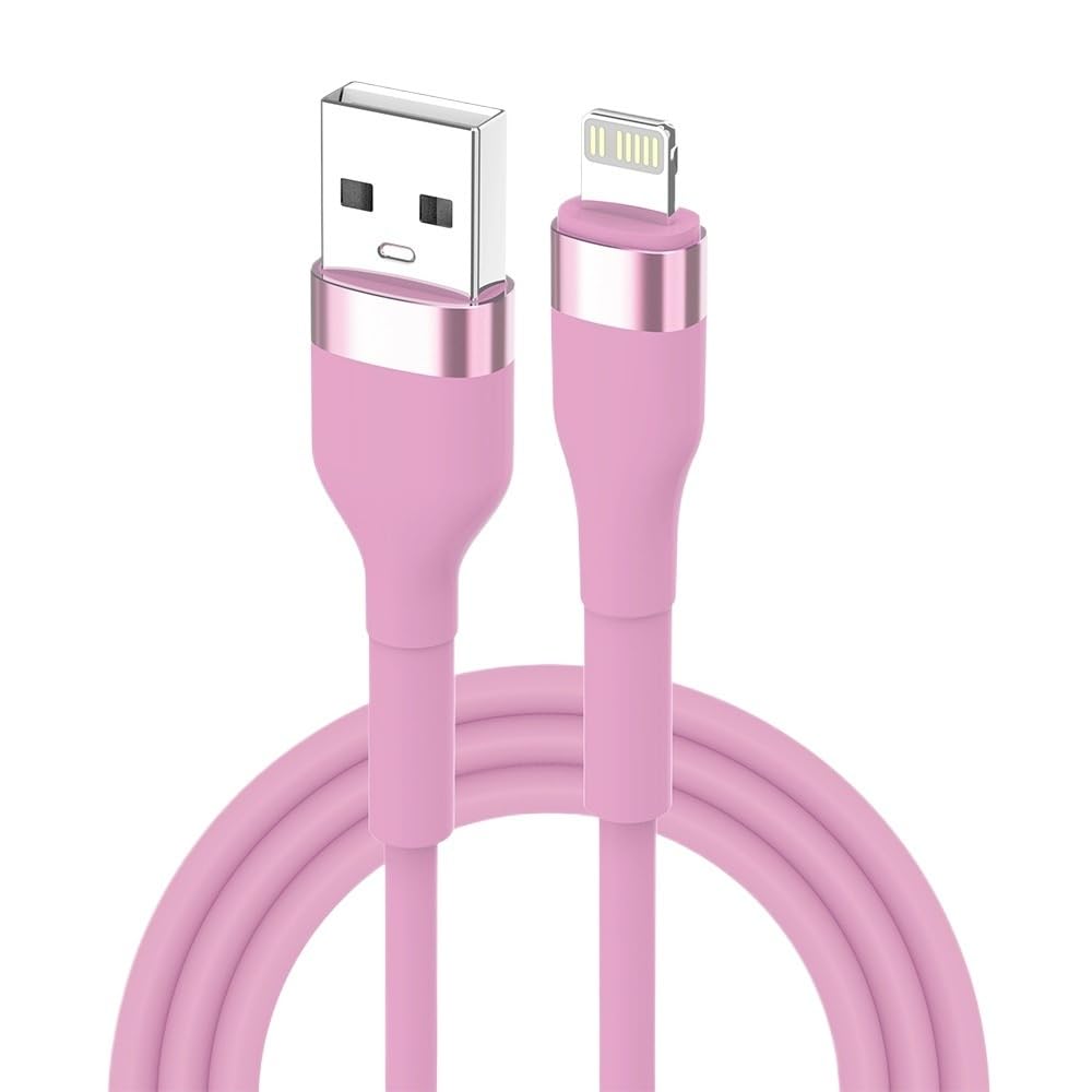 Cable corto USB C a USB C, cable de silicona líquida portátil, compatible con cable de carga rápida tipo C (rosa A-L, 2 m)