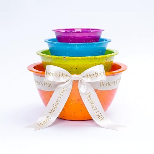 Confetti Nesting Mixing Bowls Set - 4-Piece Colorful Kitchen Bowls (18oz, 1.25QT, 2.5QT, 4QT) - BPA-Free, Dishwasher Safe, Space-Saving Design Vibrant Color