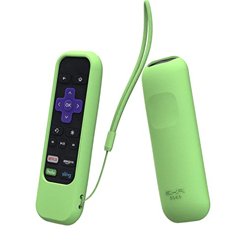 Protective Case for Roku Express/Express+,Roku 2 (4210R),Roku LT,Premiere,RC83,Streaming Stick RC41,3800RT,TCL R655 Remote Case Light Weight Shock Proof Silicone Remote Cover(Glow in Dark Green)