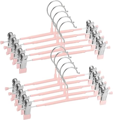 Listado de Ganchos para Faldas que Puedes Comprar On-line. 44 MAKAMBAKO 10 Pack Percha de Pantalones 12 * 5 Inch Percha de Falda Clip - Resistente Ajustables Que no Deja Marcas Perchas de Metal Pantalones Perchas para Faldas y Jeans